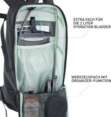 Велорюкзак EVOC RIDE 8 л чорний з гідраційною системою 2 л, вентиляція AIR-PAD, органайзер для спорту і туризму