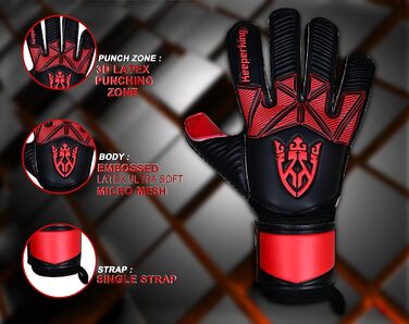 Воротарські рукавички Keeperking для дітей, підлітків та дорослих: без пальців, 4 мм, латекс, унісекс (4, чорно-червоний)