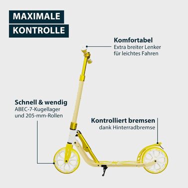 Самокат HUDORA BigWheel 205 Advanced Daydream - до 100 кг, регульована висота, складаний, для дітей, підлітків та дорослих