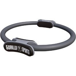 Пілатес кільце GORILLA SPORTS 36 см з подвійною ручкою, сіре, для йоги та фітнесу, з сумкою, антиковзке, легке, гумове, тренажер для стегон