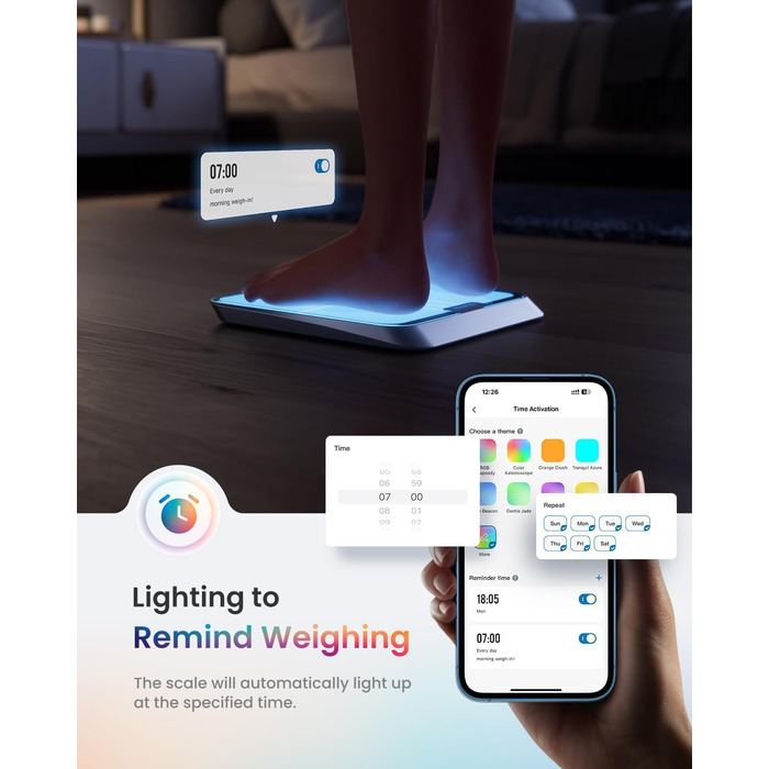 Вага RENPHO для вимірювання жиру в тілі, Bluetooth, для персонального використання, з нагадуваннями, перезаряджувана, 180 кг, 30 см