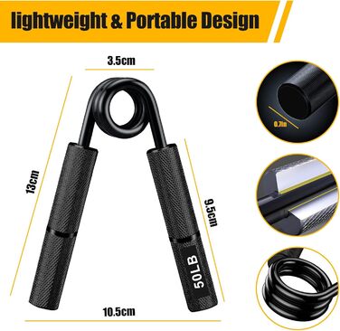 Набір з 4 еластичних тренажерів для рук та пальців, регулювання опору 22.5-90 кг, для спортсменів та відновлення, неслизьке покриття