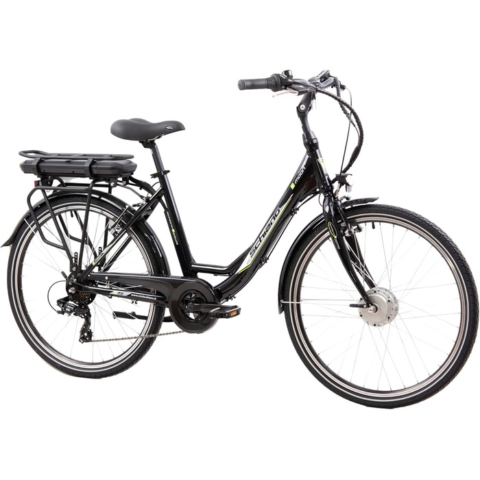 Електровелосипед F.lli Schiano E-Moon 26'' для чоловіків і жінок, 36V акумулятор, до 25 км/год, з багажником, чорний