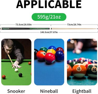 Більярдний кий Horse Billardqueue-Set зі штучним канадським кленом, 58 дюймів, вага 18-21 oz, 2 крейди, для дорослих