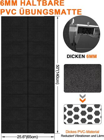 Складаний килимок для захисту підлоги під тренажери та бігові доріжки, PVC, 140x65x0.6 см, висока щільність