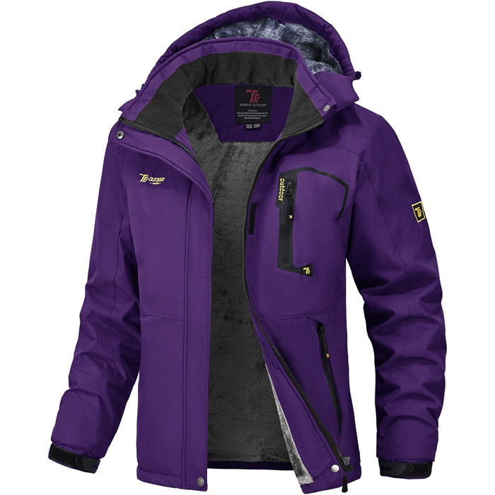 Жіноча куртка: флісова, зимова, водонепроникна, дихаюча, тепла, вітрозахисна, софтшел з капюшоном (XXL, фіолетовий)