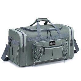 Спортивна сумка для подорожей BAGZY 70л, велика водонепроникна дорожня сумка-чохл для чоловіків та жінок, сумка-вікенд для залу, кемпінгу та відпустки (Сіра)