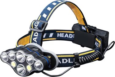 Грифема Фронтальний ліхтар, 8 LED, перезарядна, регульована 90°, водонепроникна IPX45, 5 режимів світла + червоне світло для роботи, відпочинку, кемпінгу, риболовлі та туризму