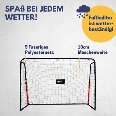 Дитячі футбольні ворота Best Sporting 213x153x76 см, чорні-червоні, регульований кут, всепогодні, великий розмір