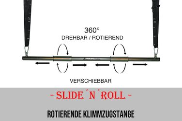 Модульний турнік ModularSports SLIDE'N'ROLL з нержавіючої сталі, обертовий, для підтягувань, для дому та вулиці, 125 см, для скелелазів та боулдеринг тренувань