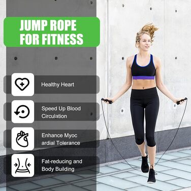 Скакалка з регулюванням, PVC, для фітнесу, дорослих. Канат для стрибків з великим м'ячем та тренажером для рук