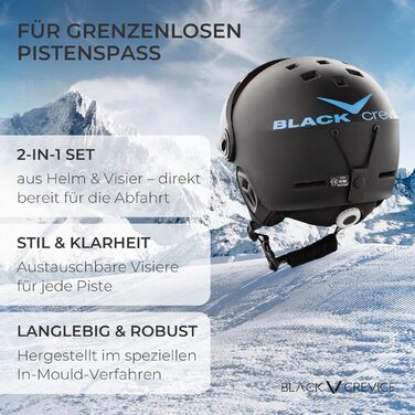 Гірськолижний шолом Black Crevice Saalbach з візором, у стилі пілота, для чоловіків та жінок, біло-чорний, регульований розмір 54-57 см, з додатковим візором, для лиж та сноуборду