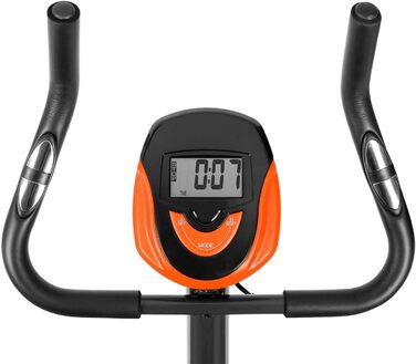 Велотренажер Kraftfit для дому, з пульсометром і комп'ютером, спінінг велосипед для кардіо та зміцнення ніг, максимальна вага 100 кг, чорний-оранжевий, безшумний