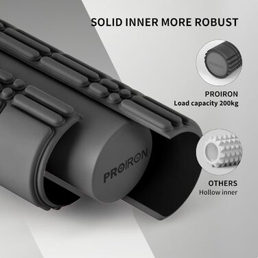 Масажний ролик PROIRON 42x13,5 см, чорний, з повітряною подушкою, рельєфними виступами для глибокої релаксації та знеболення, міцний проти деформації