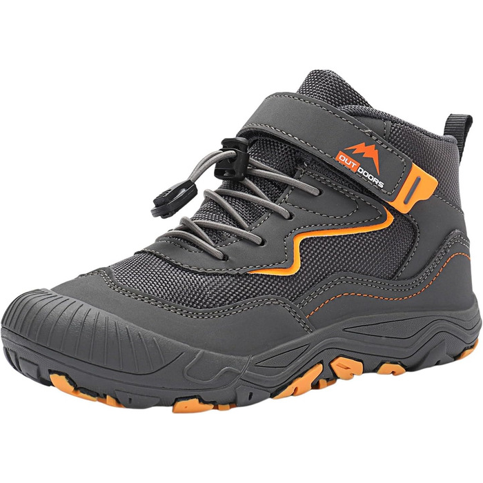 Дитячі трекінгові черевики для туризму та активного відпочинку: легкі, зручні, з неслизькою підошвою. Unisex модель для хлопчиків та дівчаток, розмір 34 EU, сірий колір.