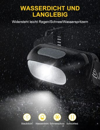 Налобний ліхтар LED, перезарядна модель з червоним світлом та 5 режимами, водонепроникний IPX4, регульований, для бігу, кемпінгу, велоспорту, 2 шт.