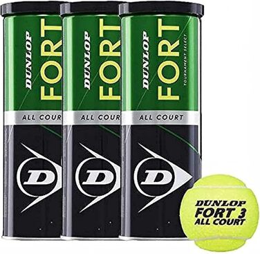 Тенісні м'ячі Dunlop Fort All Court, 9 штук (3x3), універсальні