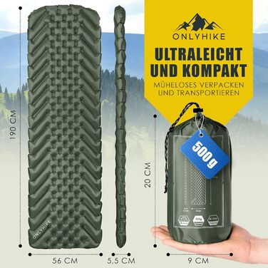 Килимок для кемпінгу ONLYHIKE® Ultraleicht: Легкий, компактний, для відпочинку на природі - Оливковий