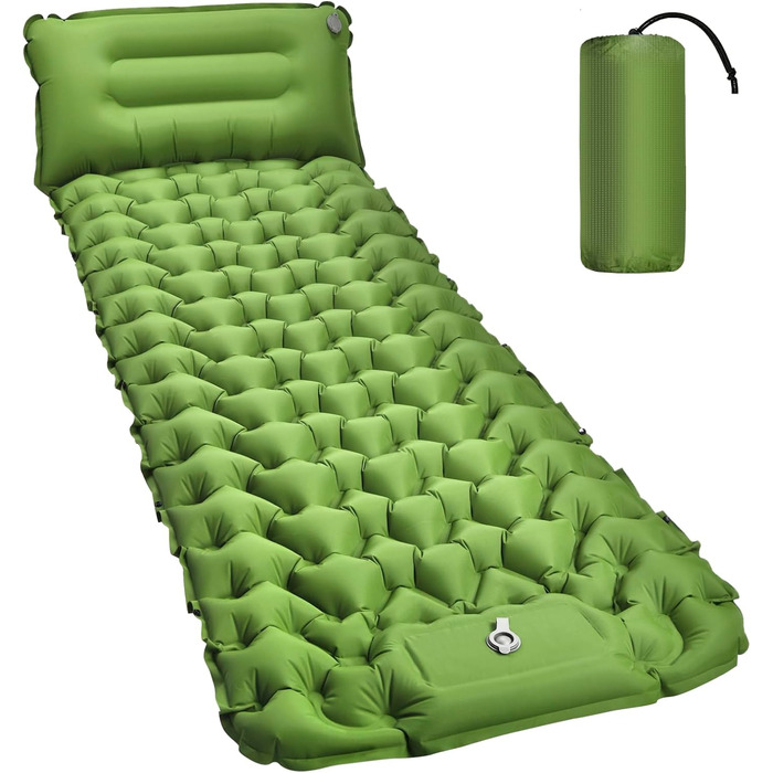 Isomatte Amtake самонадувна, 10 см, для кемпінгу, ультралегка, з насосом, водонепроникна, зелена