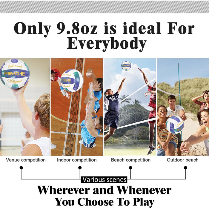 Волейбольний м'яч Wuzfully Kinder Soft Touch для пляжу та залу, розмір 5 (фіолетовий)