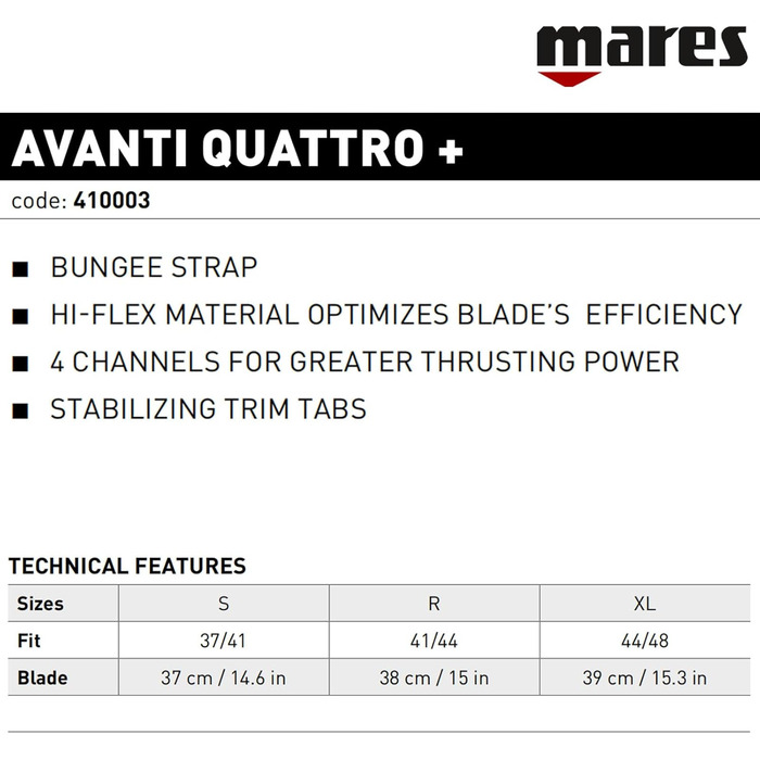 Ласти Mares Avanti Quattro Plus R чорні для дайвінгу