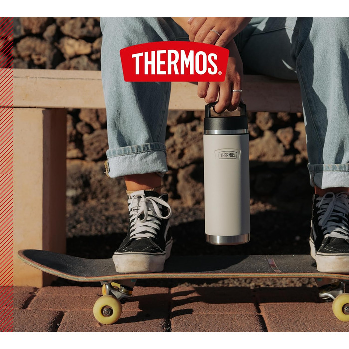Термос Thermos Icon 710 мл, нержавіюча сталь, ізольована пляшка для напоїв, бежевий, збереження тепла 18 годин/холоду 24 години, герметична, без BPA, для гарячих і холодних напоїв, підходить для посудомийної машини