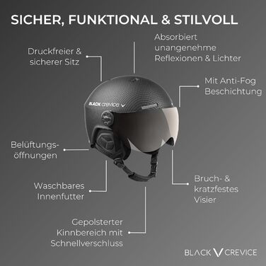 Лижний шолом Black Crevice Arlberg з 2 візорами, S (51-54 см), чорний