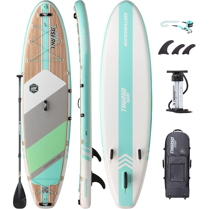 Надувна SUP-дошка THURSO SURF Waterwalker 120 305×76×15 см, універсальна, комплект Deluxe (карбонове весло, рюкзак, подвоєна помпа, спіральний лиш)