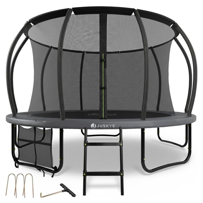 Трамплін Juskys SkyBounce Ø 228/305/366 см - Outdoor з сіткою, драбиною та пружинами PowerSpring