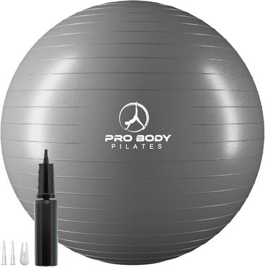Пілябольний м'яч ProBody Pilates Ball для фітнесу, йоги, реабілітації, вагітності (85 см, срібний)