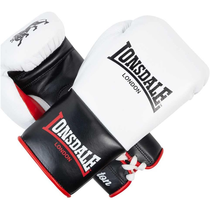 Боксерські рукавички Lonsdale Campton з натуральної шкіри, білі/чорні/червоні, 10 oz