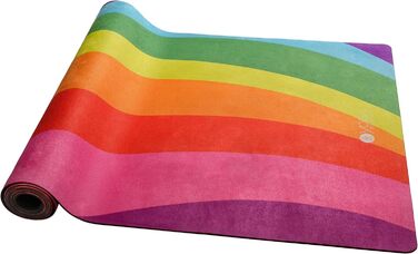 Йога-мат Yoga Design Lab Combo Rainbow 3.5 мм, нековзкий, натуральний каучук, рушник-килимок 2-в-1, з ременем для перенесення, для інтенсивних тренувань