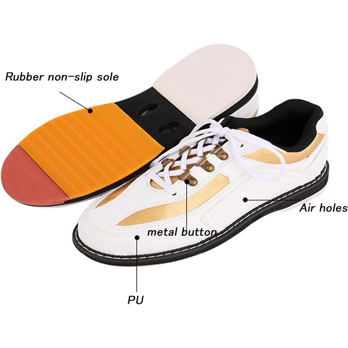 Взуття для боулінгу SDEQA для чоловіків та жінок, дихаюче, легке, біле, 41 EU