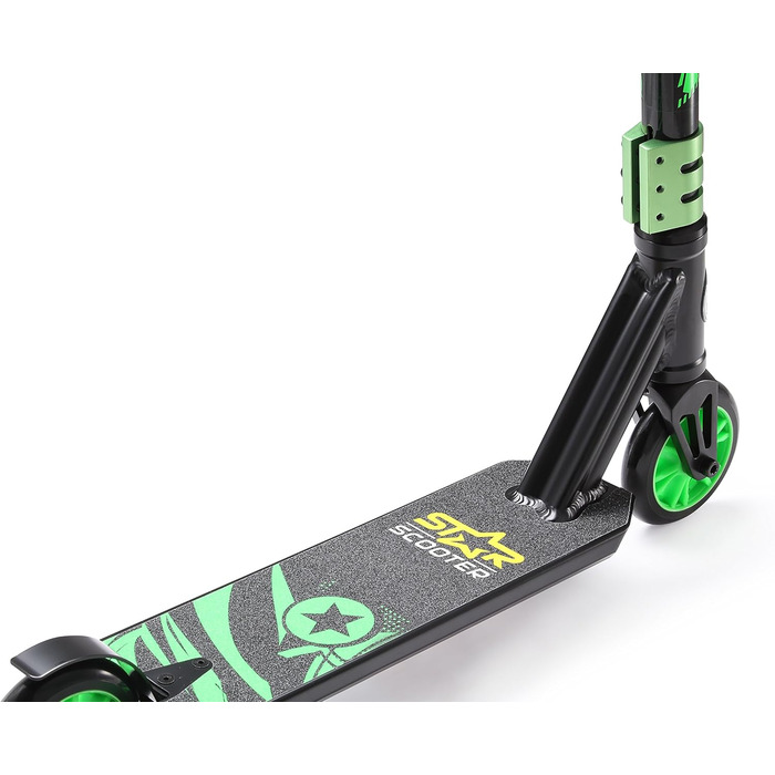 Трюковий самокат STAR SCOOTER Pro Sport для дітей від 5 років, алюмінієвий, 110 мм, HIC компресія, чорний/зелений