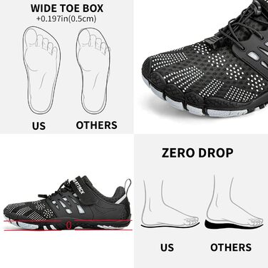 Чоловічі шкарпетки Grand Attack Barfußschuhe, мінімалістичні крос-тренери, підошва Zero Drop, широка передня частина, чорний, 39 EU, Zt608