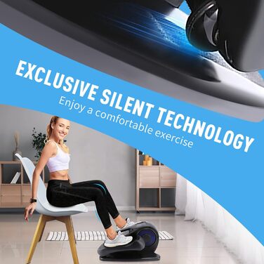 Еліптичний тренажер Rollingsurfer під стіл, регульований, з пультом ДУ, для реабілітації ніг, підходить для підлітків, дорослих і людей похилого віку, чорний
