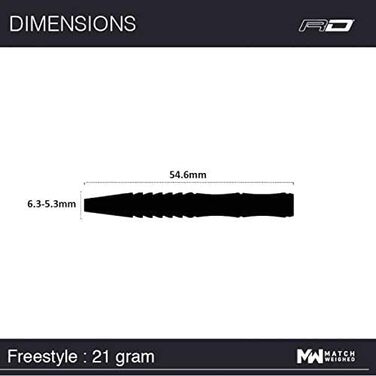Дротики RED DRAGON Freestyle з вольфраму 21 г з оперенням та стрижнями