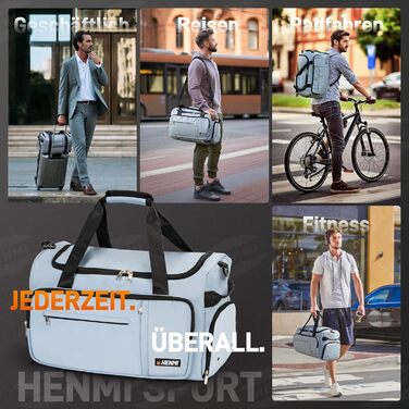 Спортивна сумка HENMI для залу та подорожей, містка сумка для спорту 43Л з відділенням для взуття та вологих речей, складана дорожня сумка (Синя)