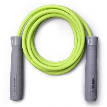 Обтяжене скакалка HEREROPE для кардіо, HIIT та MMA, товстий PVC-шнур з обертом 360°, регульована довжина, протиковзкі ручки, колір Limegrün