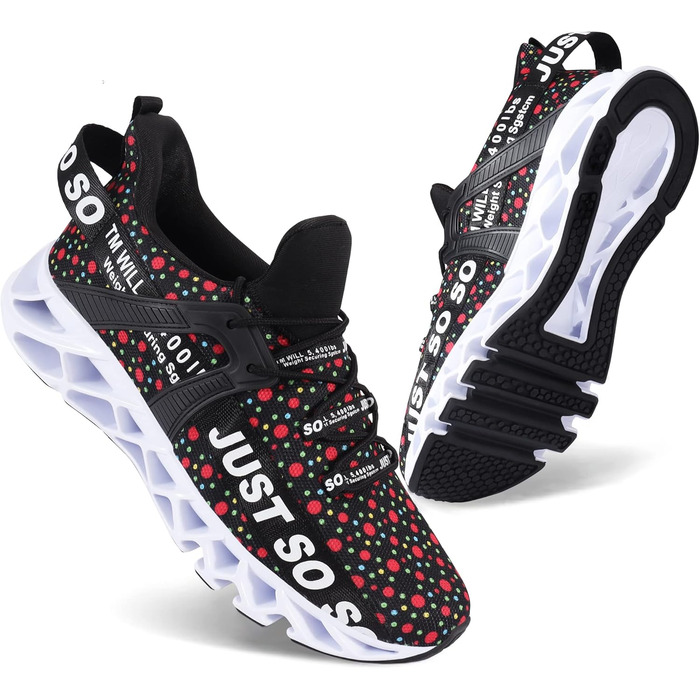 Чоловічі кросівки для бігу JSLEAP - дихаючі, легкі, спортивні, для тенісу та повсякденного носіння (43 EU, 1d кольорові точки)