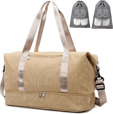 Спортивна сумка-валіза для жінок, 35L, Weekender, Travel Duffle Bag з відділенням для взуття та мокрих речей, пляжна/тренувальна сумка, ручна поклажа для спортзалу, подорожей, відпочинку (Хакі)