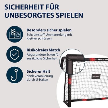Велике футбольне ворота HUDORA Pro Tect 240x160 см з сіткою та захистом, для дітей і дорослих, піна, для вулиці