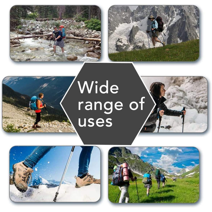 Трекінгові палиці ANGNYA з антивібраційною системою, телескопічні, легкі, для піших прогулянок, кемпінгу, гір