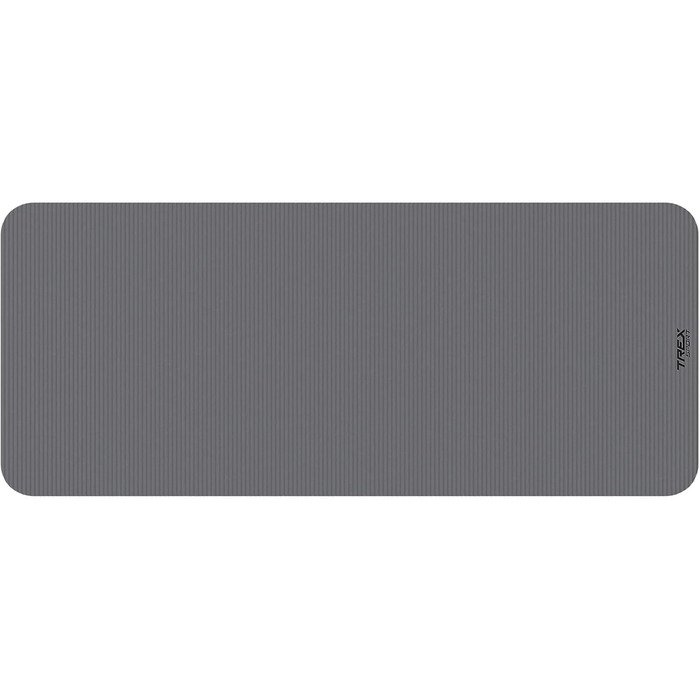 TREX SPORT Килимок для гімнастики та фітнесу | Товстий та м'який, 190x80x1 см, з ручкою для перенесення, неслизький, сірий | Килимок для йоги
