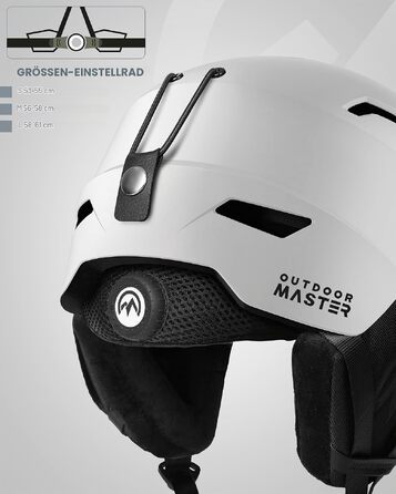 Шолом для лиж та сноуборду OutdoorMaster з OTG-маскою для дорослих, матовий білий, розмір M (56-58 см)