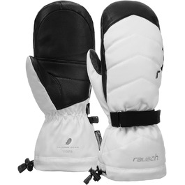 Жіночі лижні рукавиці Reusch Nadia R-tex XT з пуховою ізоляцією та водонепроникною мембраною, дуже теплі зимові рукавиці для снігу, білі/чорні, розмір 8.5