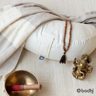Медитаційна подушка-півмісяць Bodhi Yogi MOND ECO, чорна, 100% органічна бавовна, наповнювач гречане лушпиння, для йоги та медитації