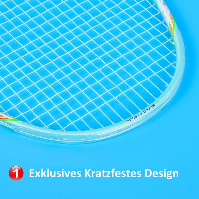 Набір для бадмінтону WHiZZ Carbon: ракетка графітова, волани, намотки, сумка (Циан)