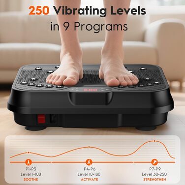 Віброплатформа для схуднення та корекції фігури Ganzkörper, 180 кг, 250 швидкостей, регульована