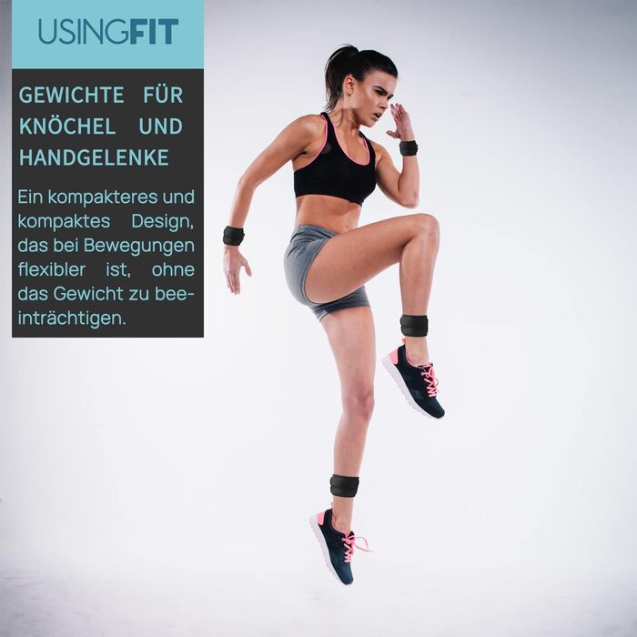 Обважнювачі для рук і ніг USINGFIT 2 x 1,5 кг – універсальні гантелі для фітнесу, зап'ястя та щиколоток, вага для тренувань